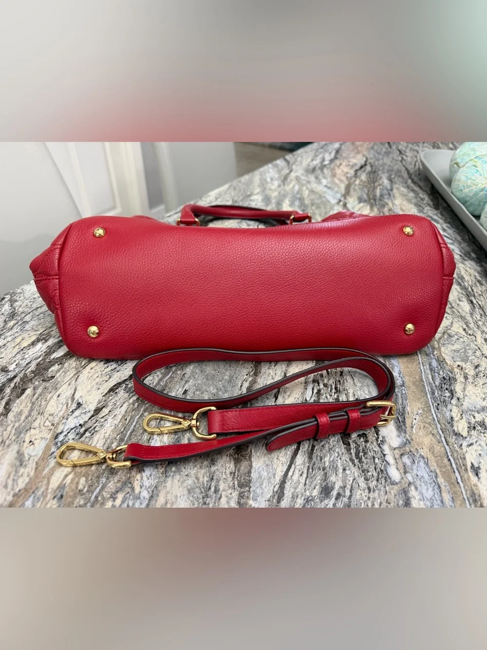 Vera Bradley Quilted Red Satchel with Gold Hardware